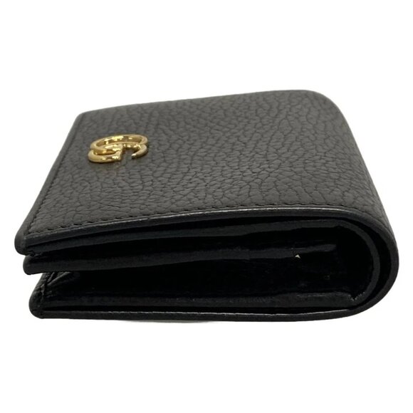 GUCCI Double G Card Case Wallet/GG Marmont Black Leather - Picture 3 of 11
